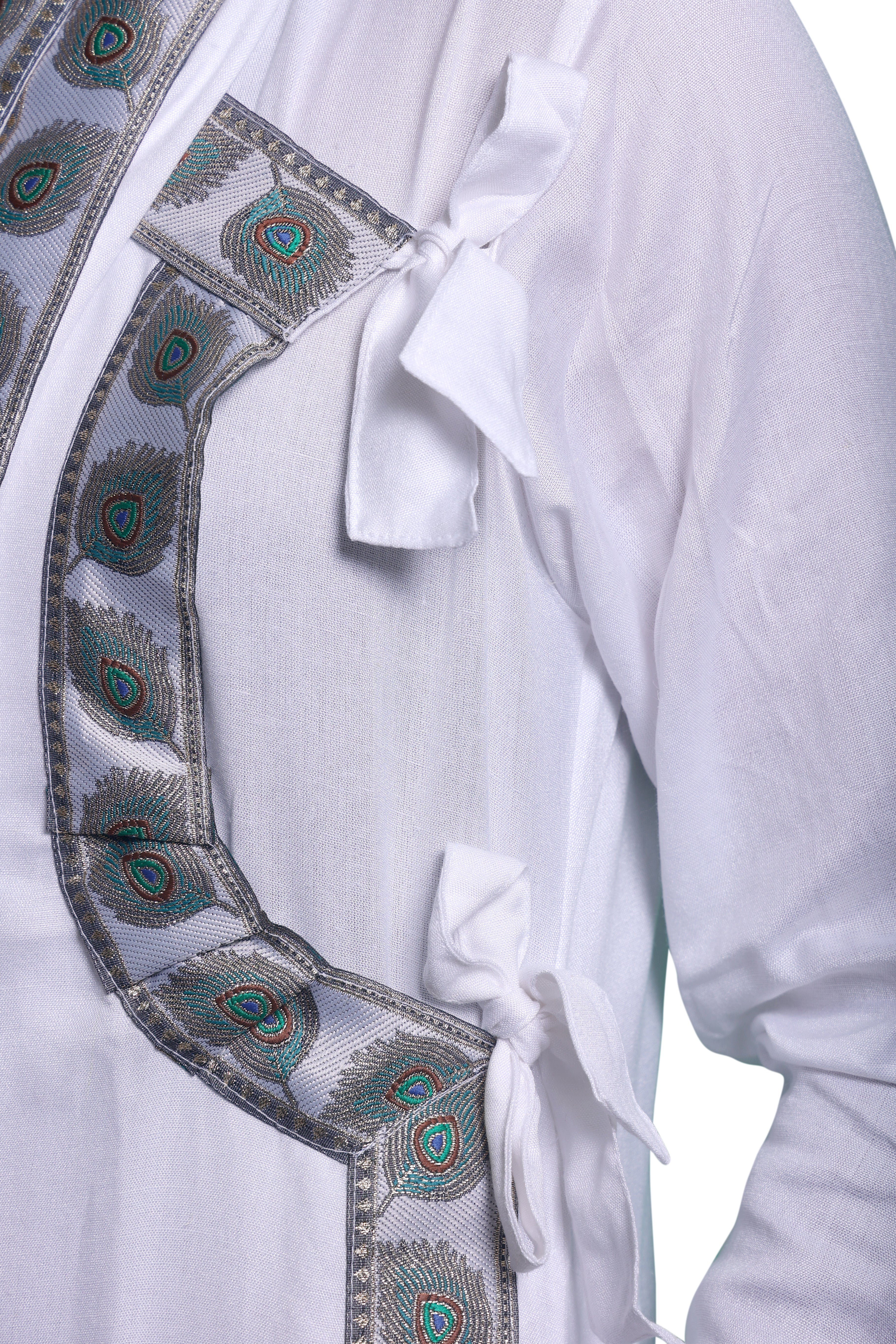 Traditional Bagalbandi Dhoti Set (Mor Pankh) with readymade dhoti and dupatta