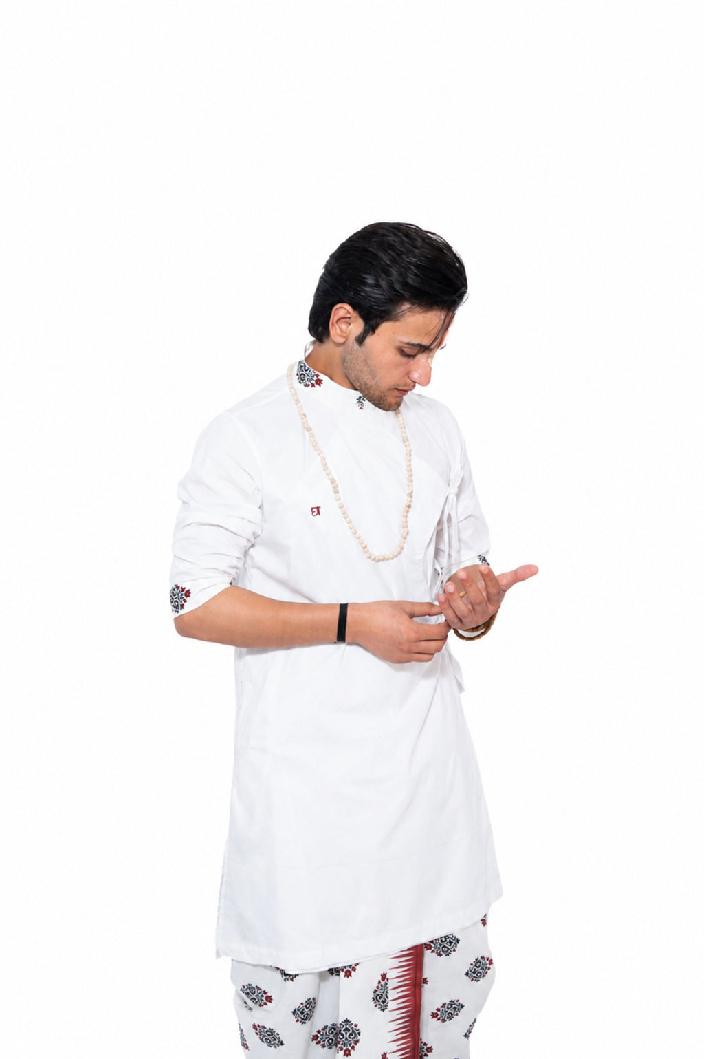 Vaishnava Bagalabandhi and Dhoti Set- white