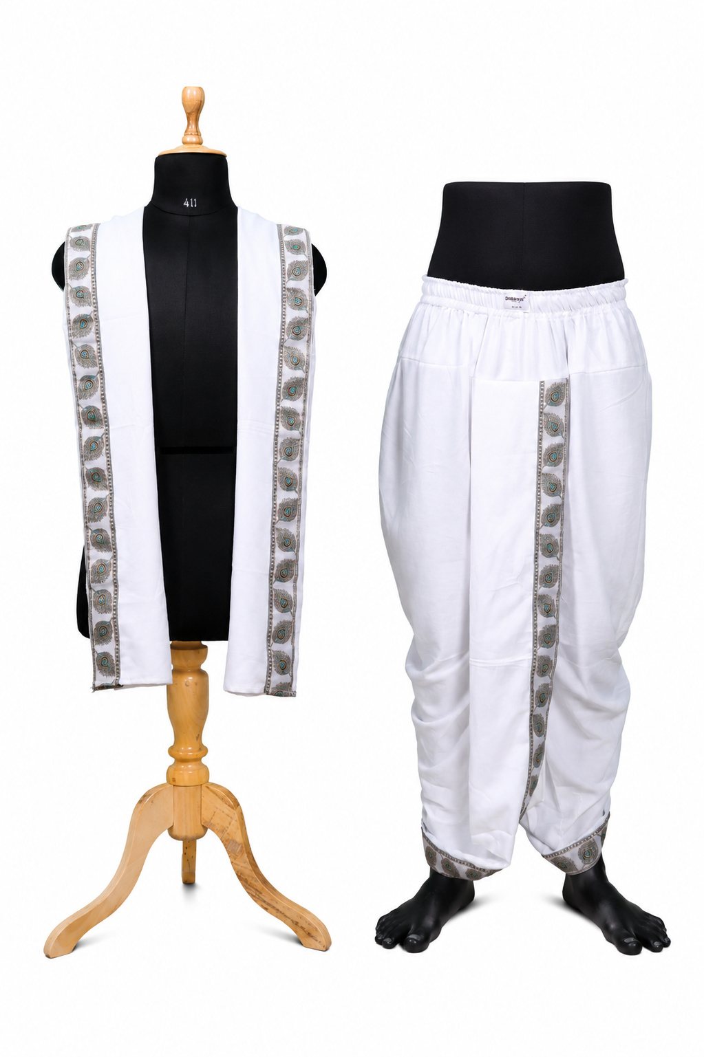 Traditional Bagalbandi Dhoti Set (Mor Pankh) with readymade dhoti and dupatta