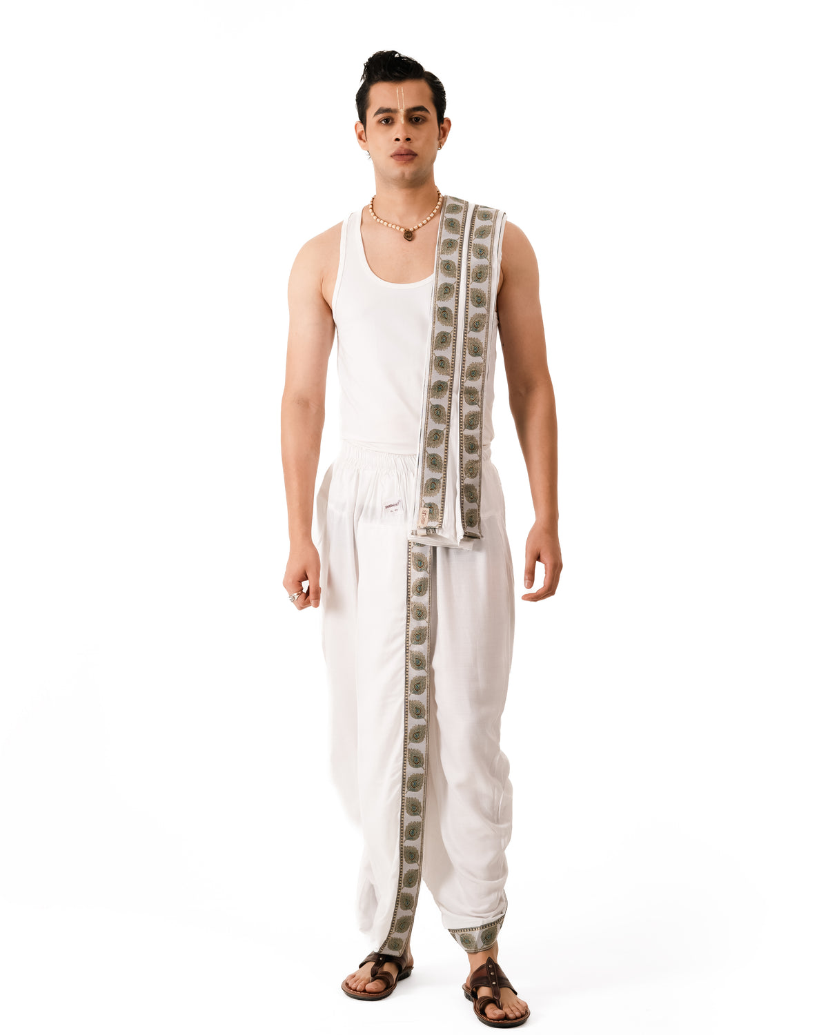 Traditional Dhoti Set (mor pankh) White