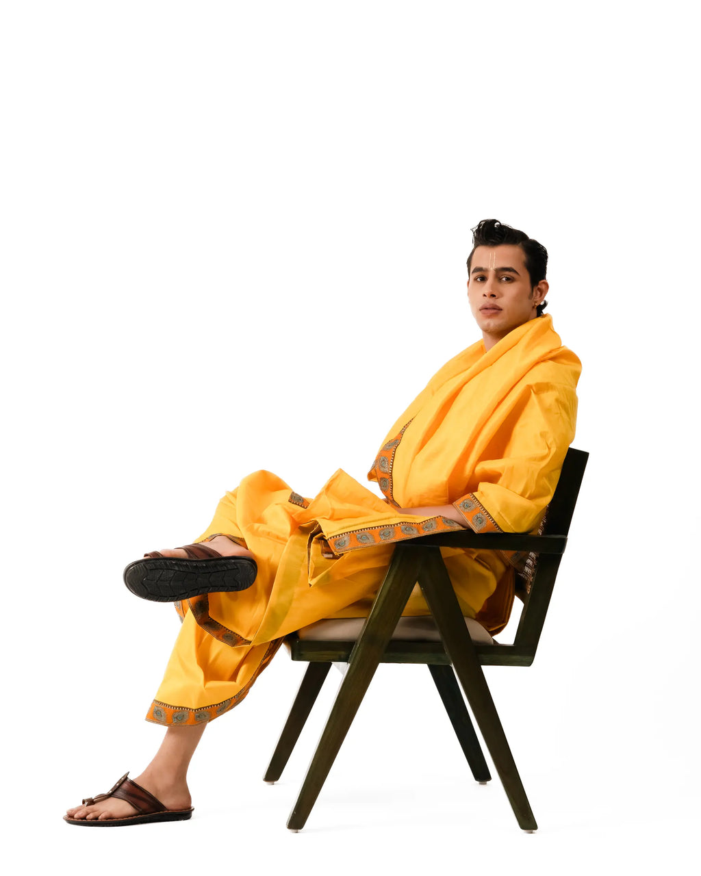Traditional Dhoti Set (mor pankh) Mango