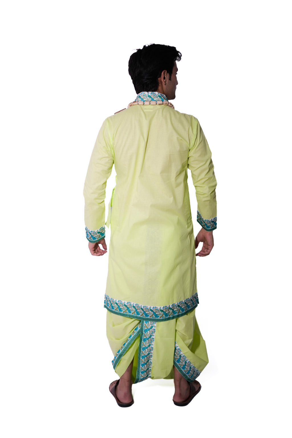 Neer Border Bagalbandhi Set - Green