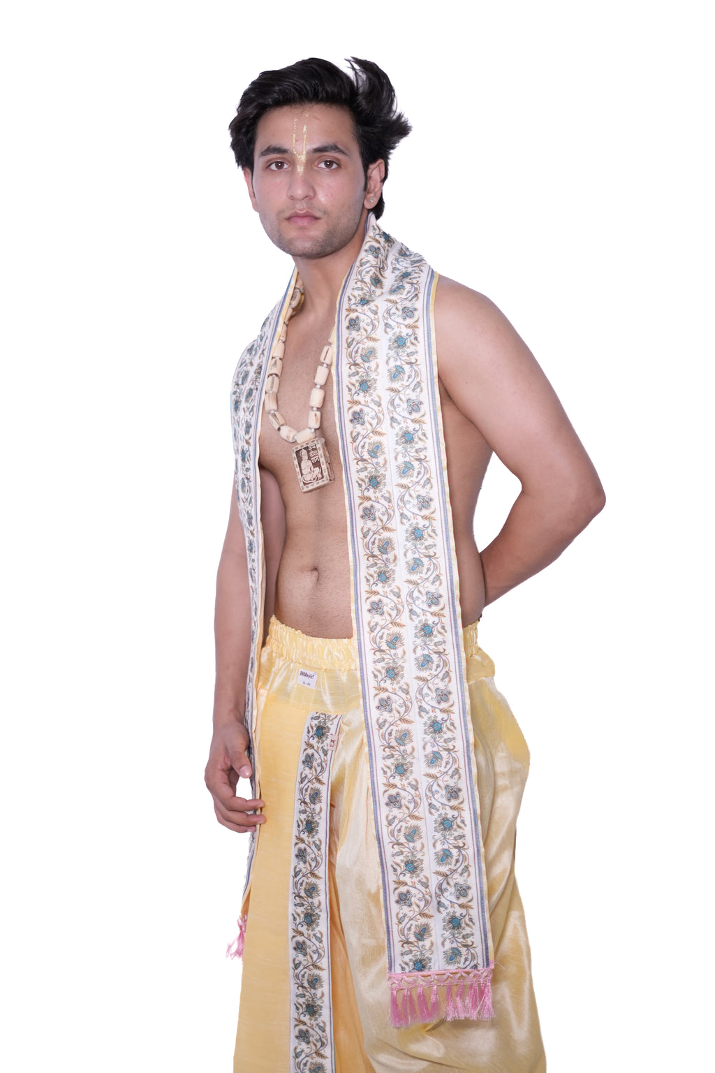 Readymade Dhoti and dupatta set - Kanish Cream