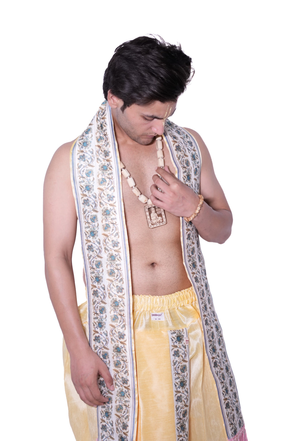 Readymade Dhoti and dupatta set - Kanish Cream