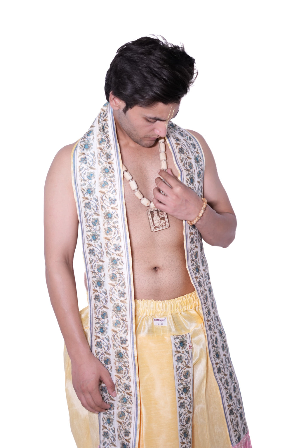 Kanish Border Bagalbandhi Set- Cream