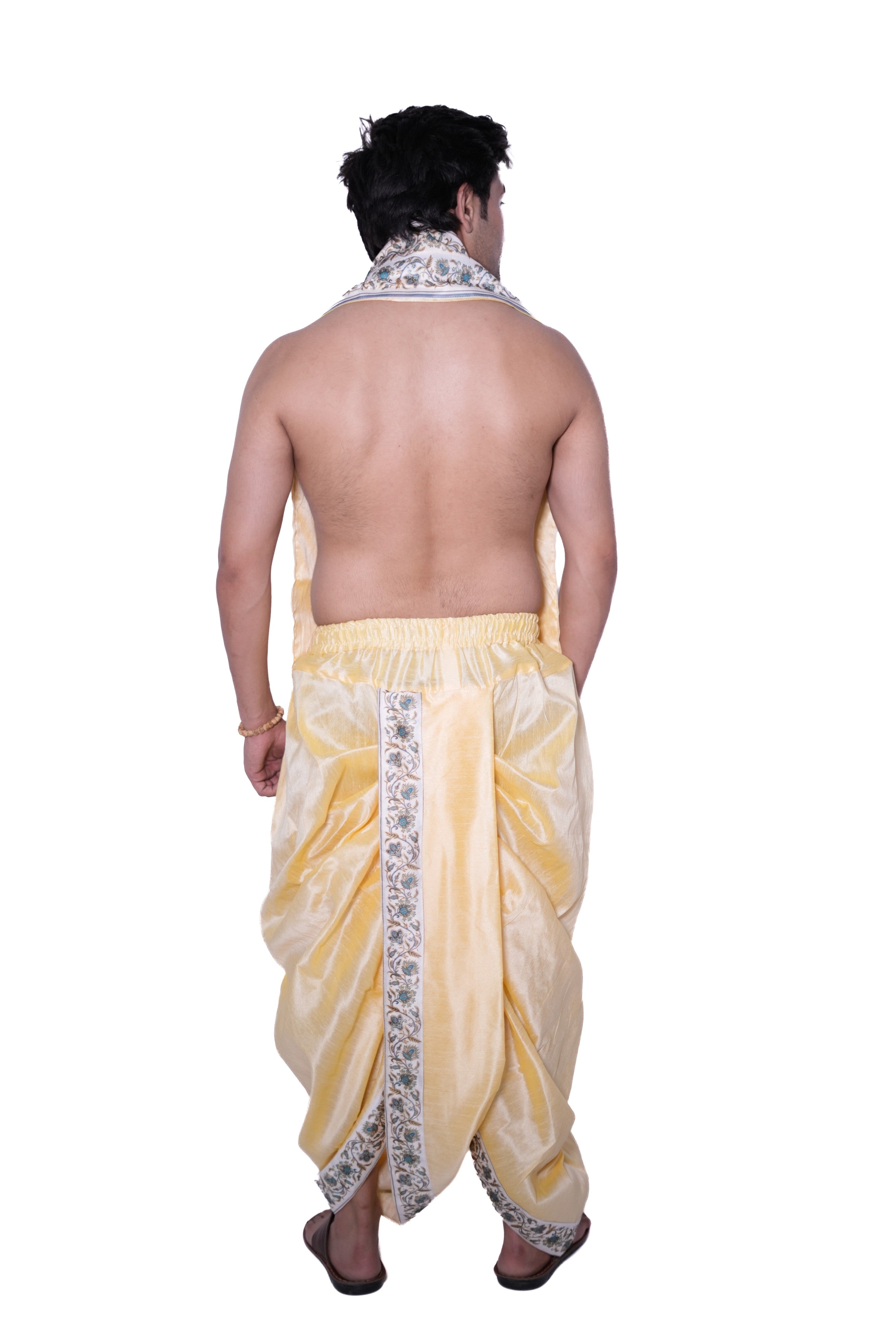 Readymade Dhoti and dupatta set - Kanish Cream