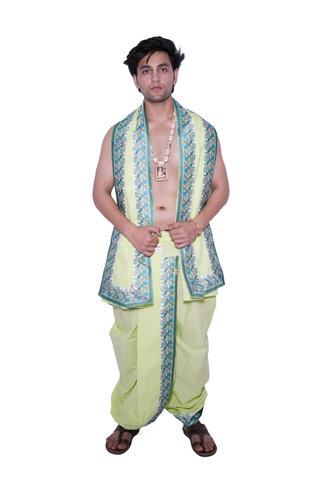 Readymade Dhoti and dupatta set - Neer Green