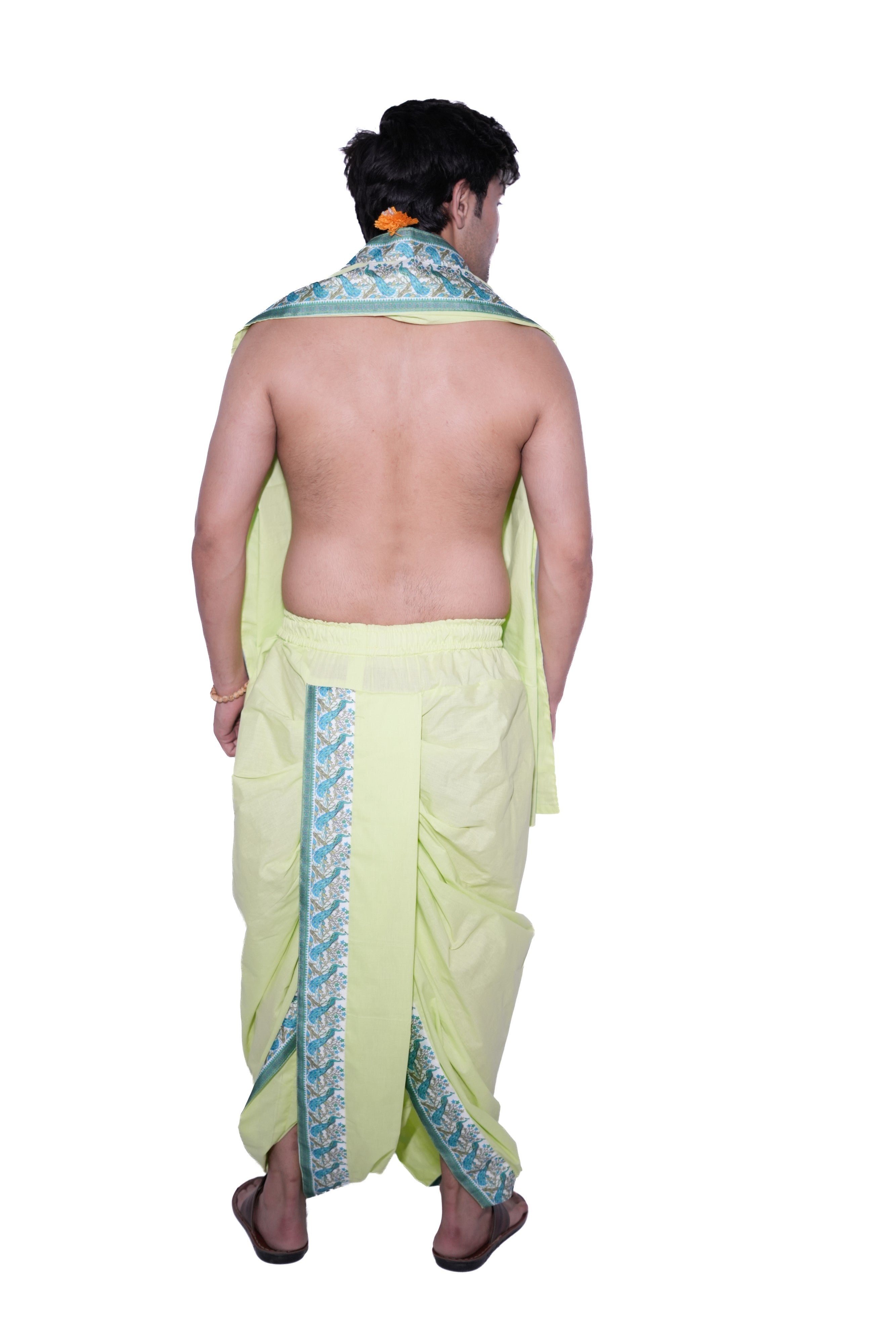 Readymade Dhoti and dupatta set - Neer Green