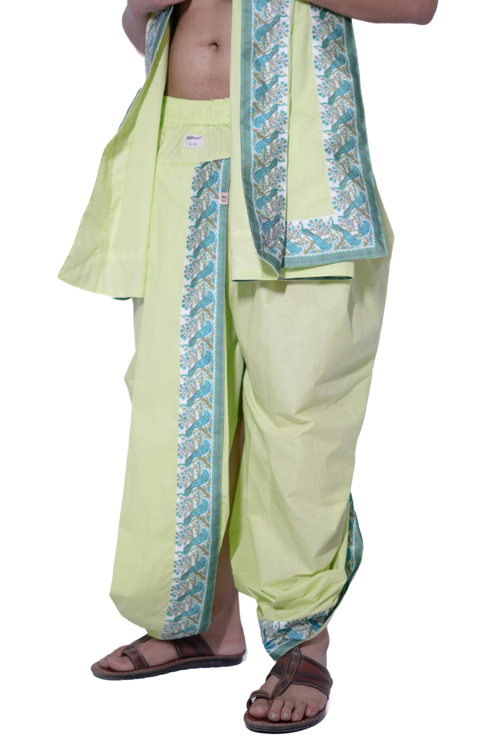 Readymade Dhoti and dupatta set - Neer Green
