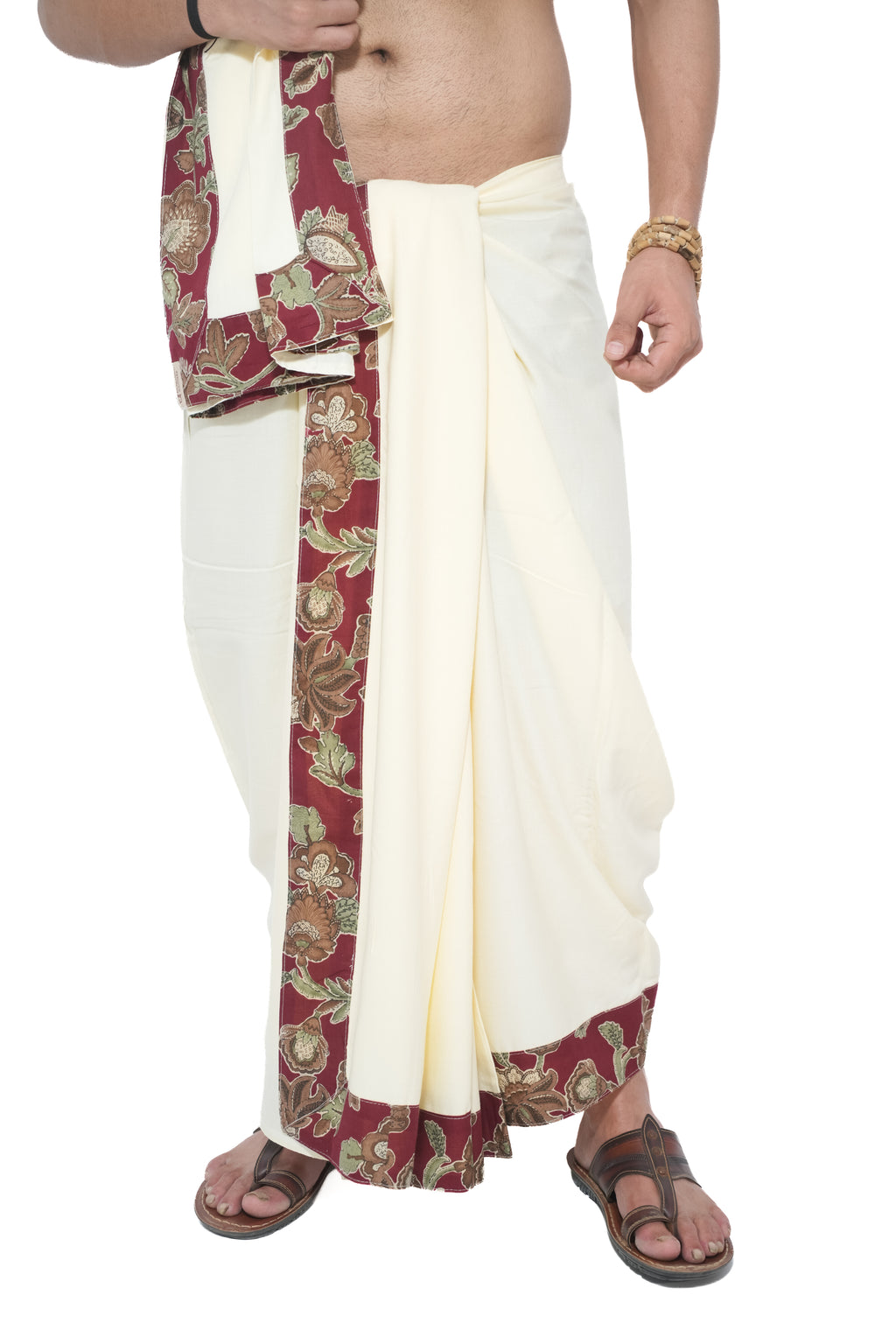 Sridhar Dhoti and dupatta set - Cream