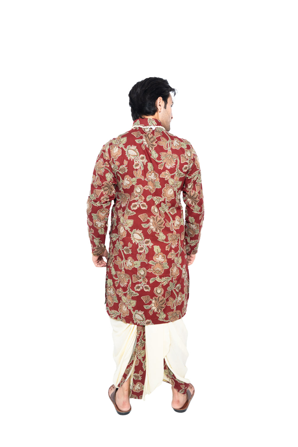 Sridhara Bagalabandhi And Dhoti Set- Maroon