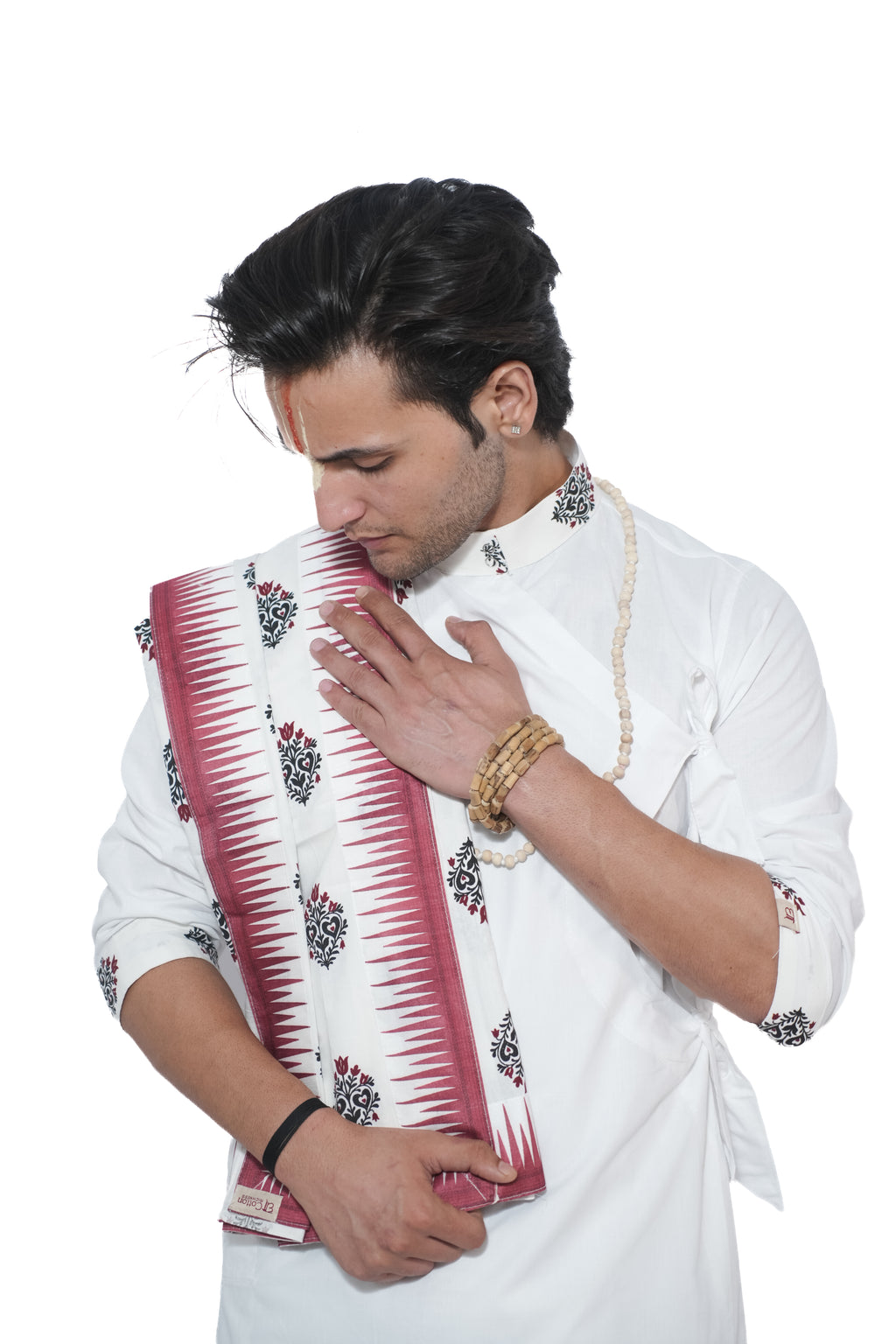 Vaishnava Bagalabandhi and Dhoti Set- white