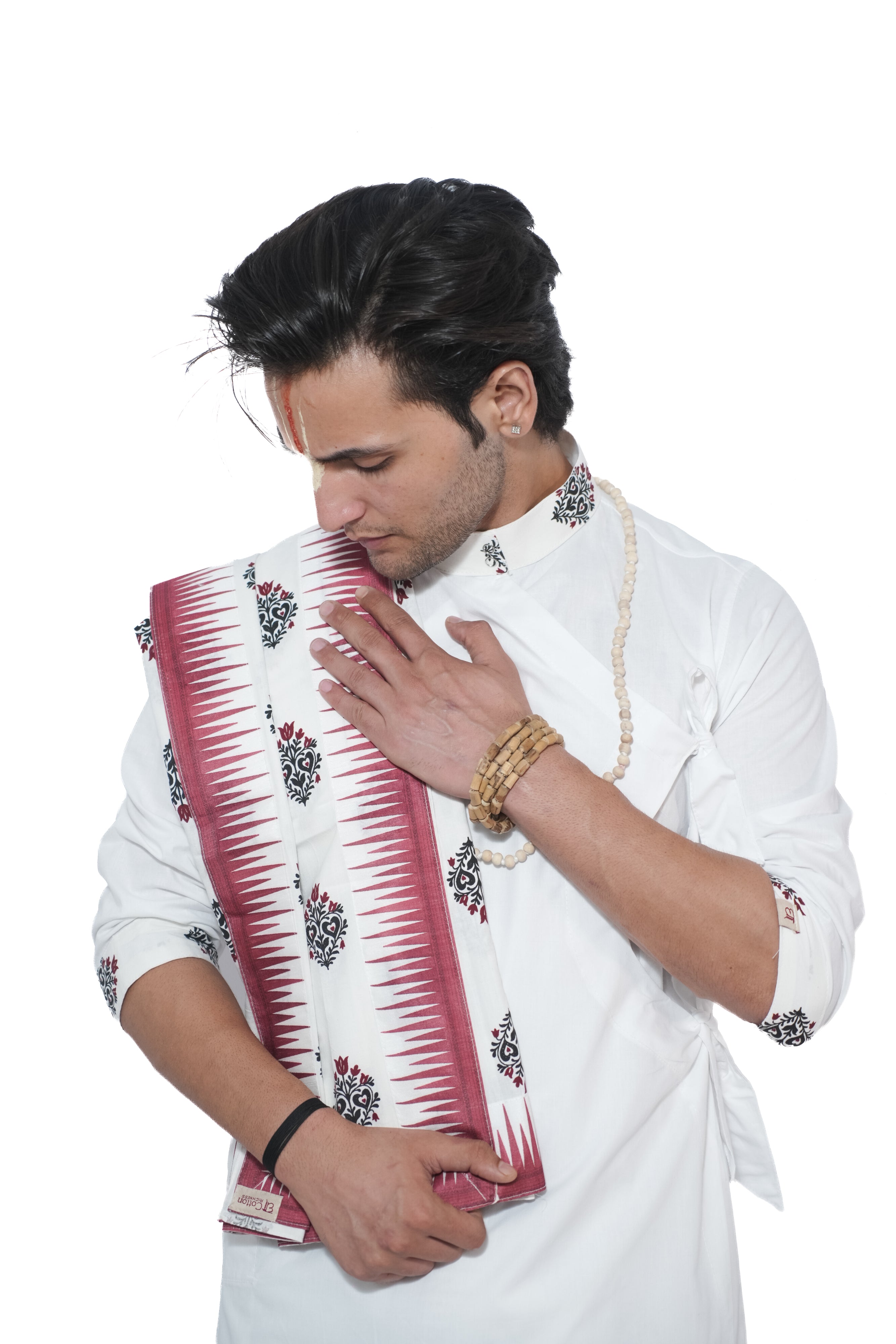 Vaishnava Bagalabandhi and Dhoti Set- white
