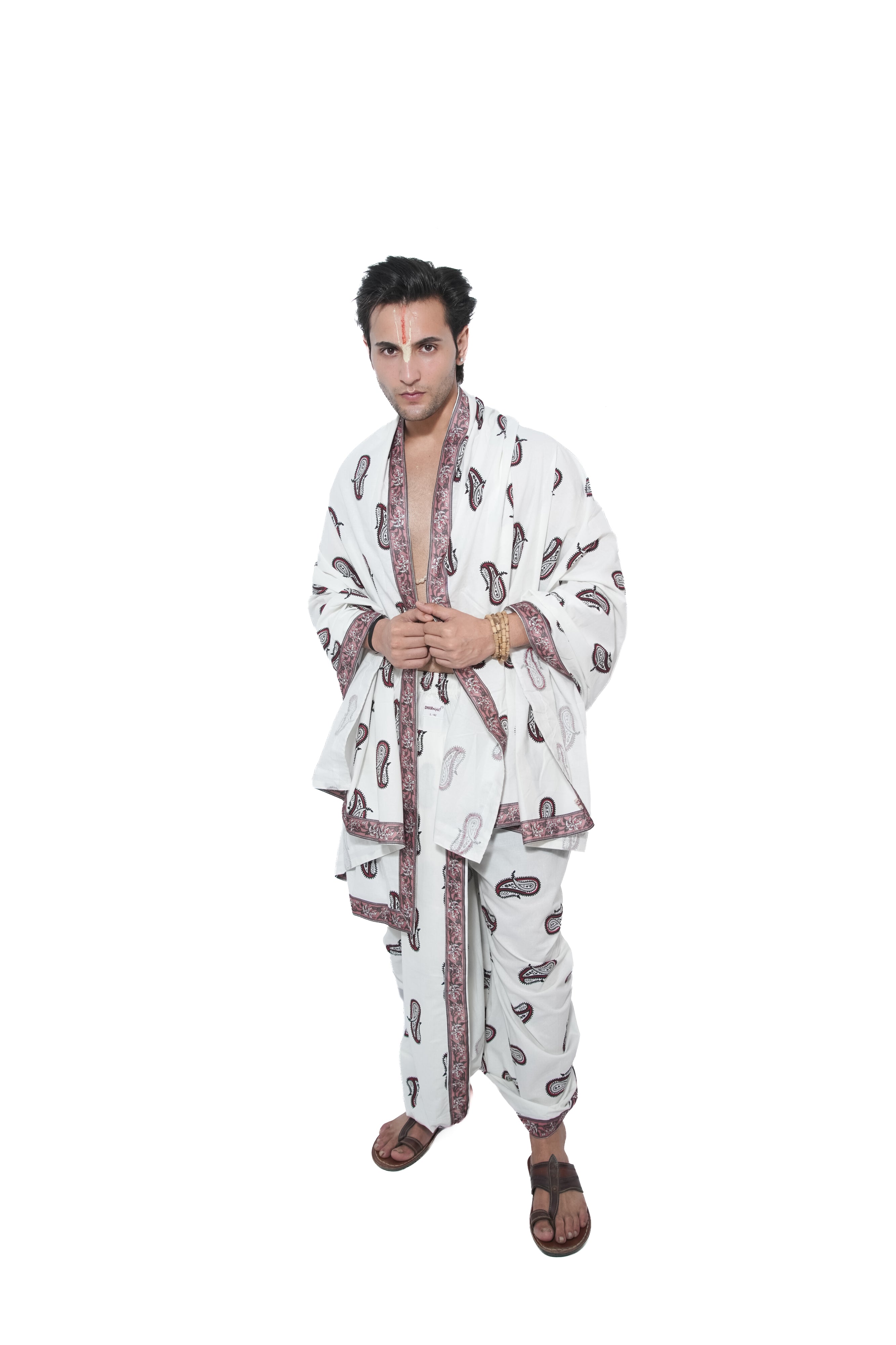 Arya Bagalabandhi and Dhoti Set- white