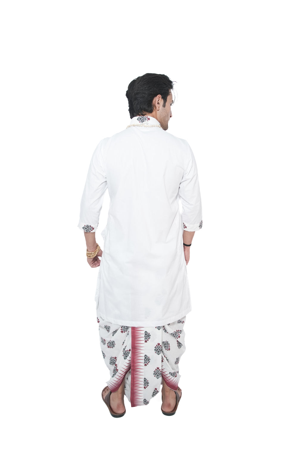 Vaishnava Bagalabandhi and Dhoti Set- white
