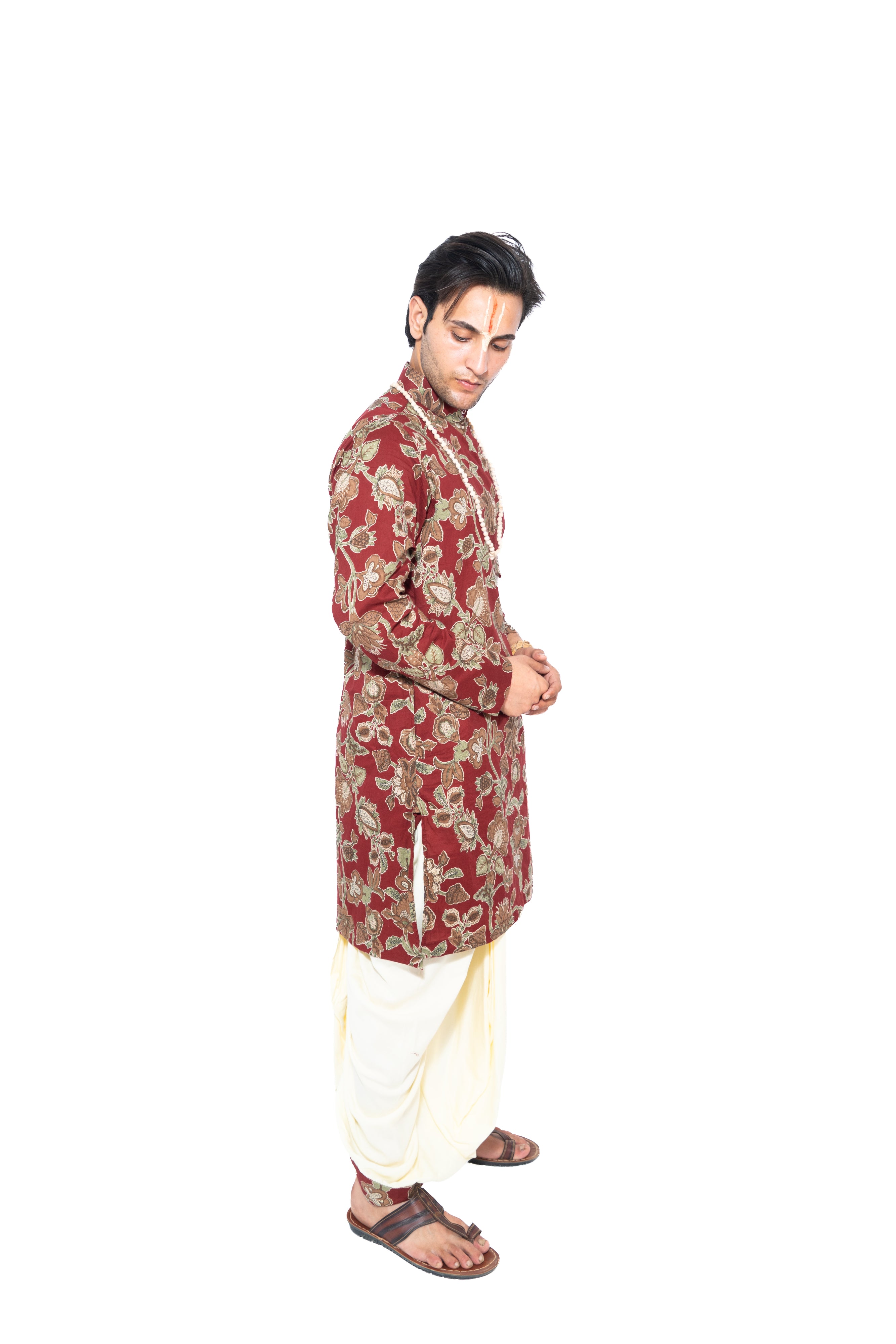 Sridhara Bagalabandhi And Dhoti Set- Maroon