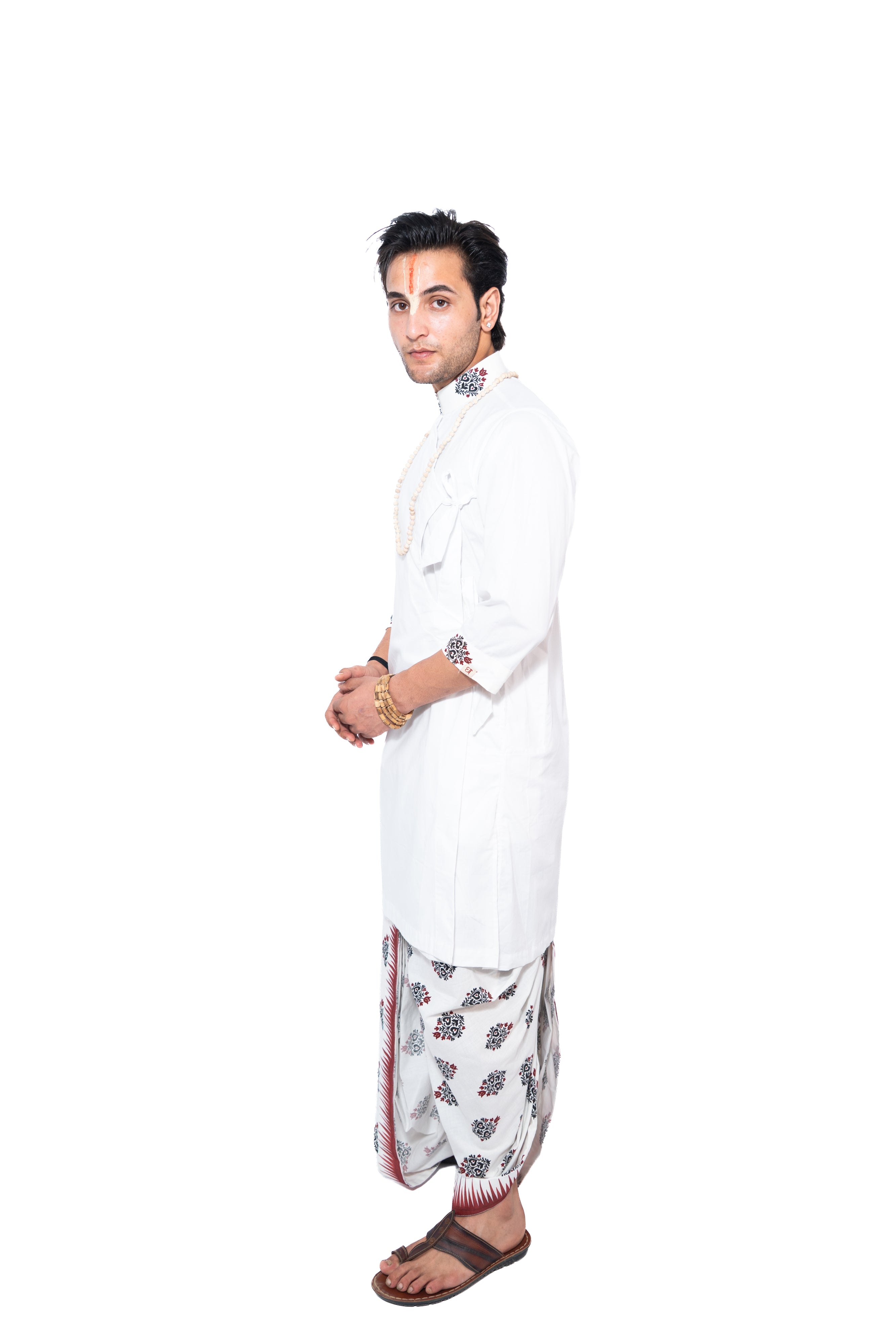 Vaishnava Bagalabandhi and Dhoti Set- white