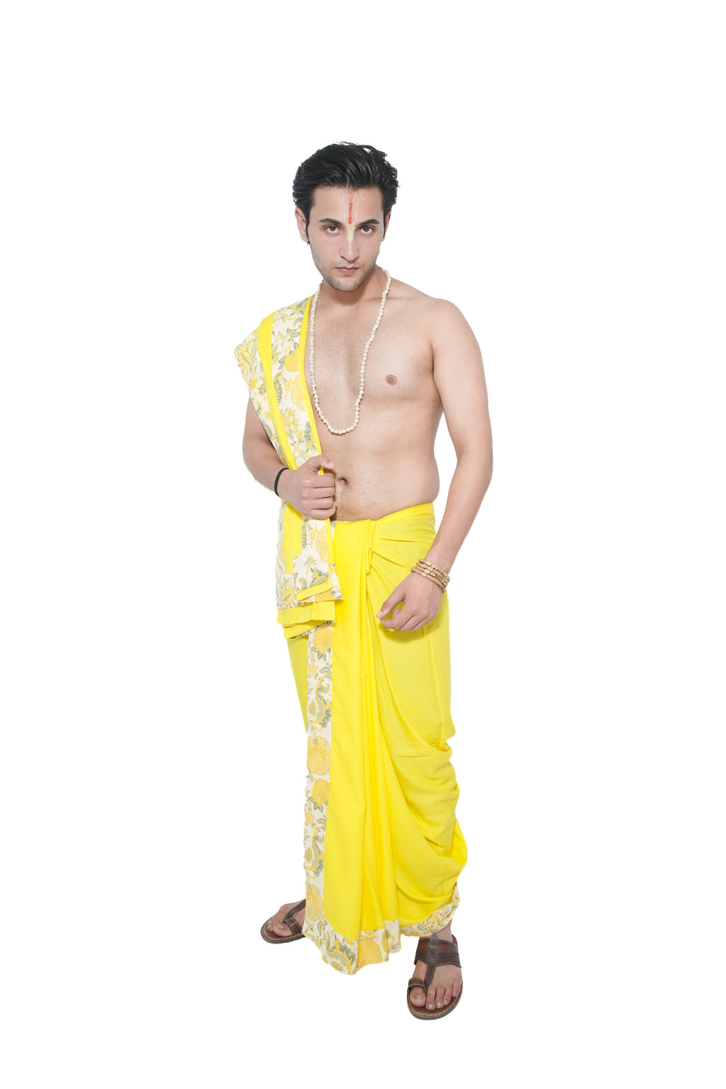 Nandalāla Dhoti and dupatta set - Yellow