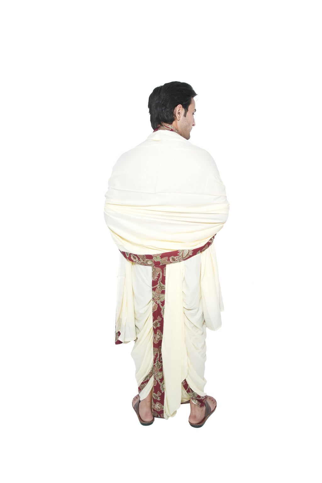 Sridhar Dhoti and dupatta set - Cream