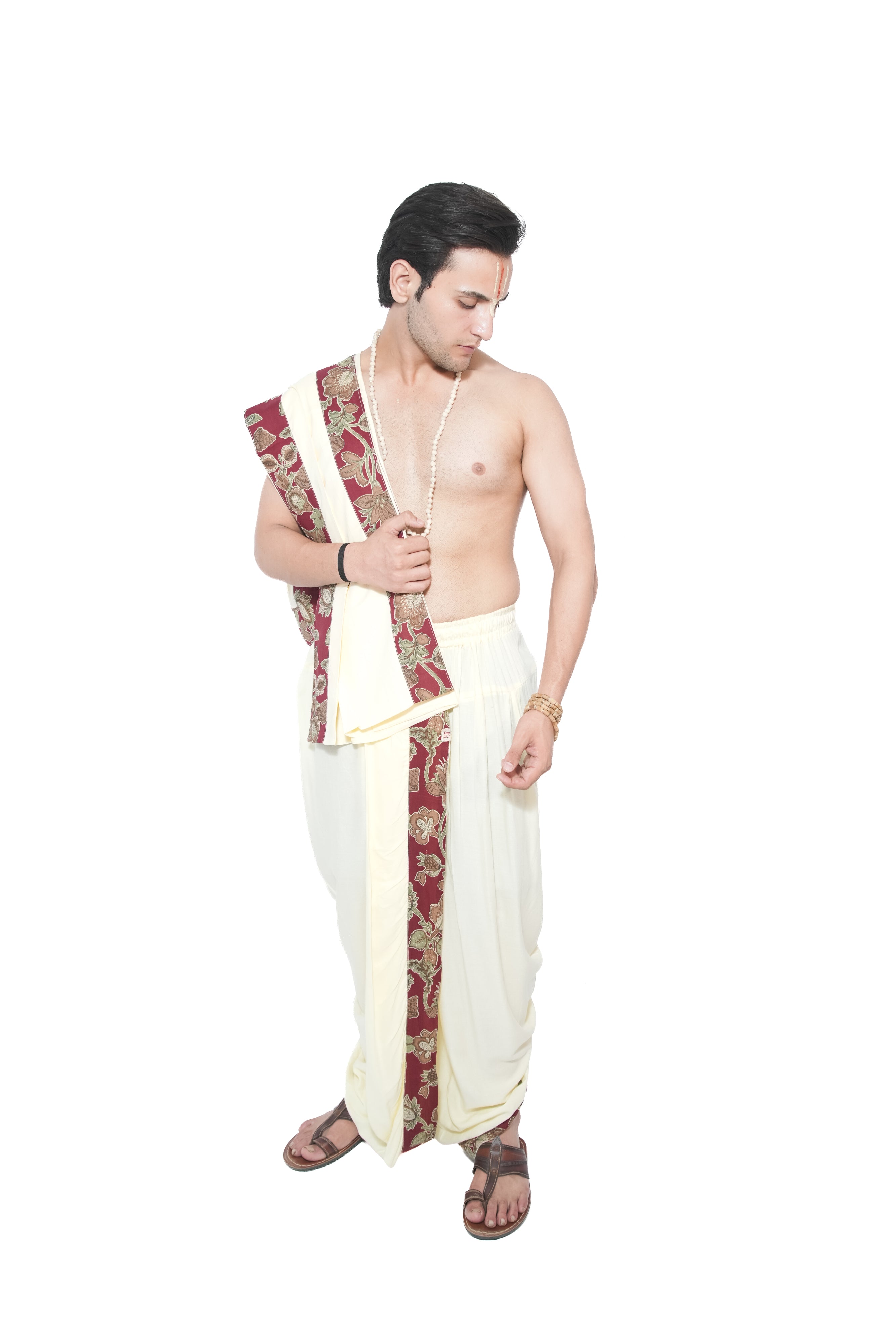 Sridhara Bagalabandhi And Dhoti Set- Maroon