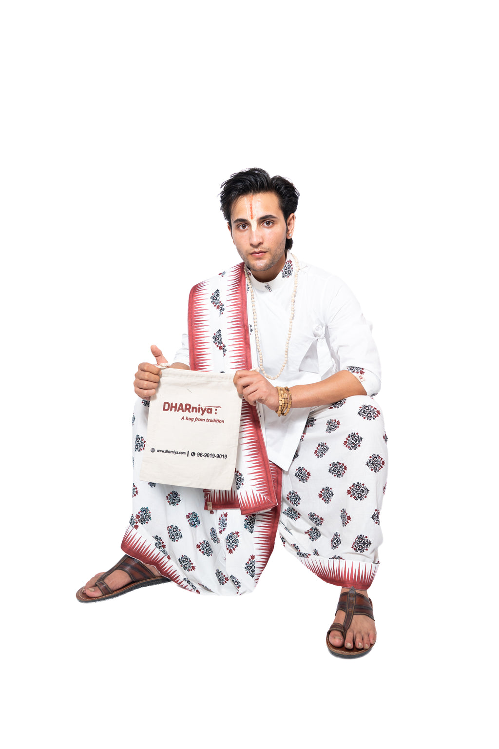 Vaishnava Bagalabandhi and Dhoti Set- white