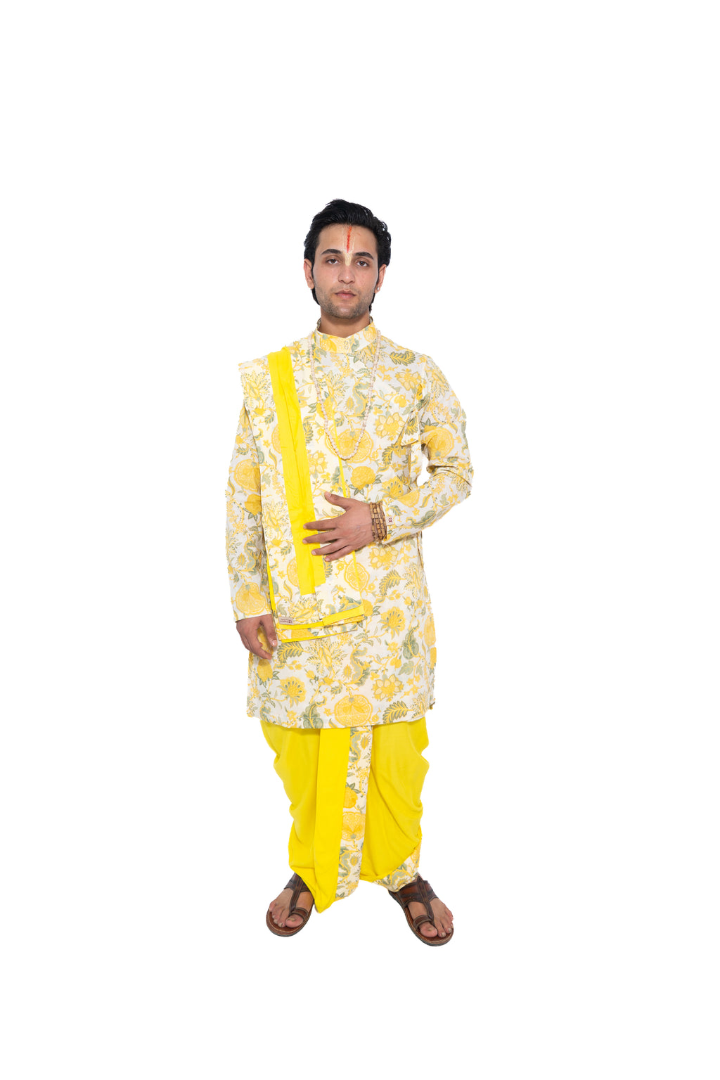 Nandalāla Bagalabandhi and Dhoti Set- Yellow