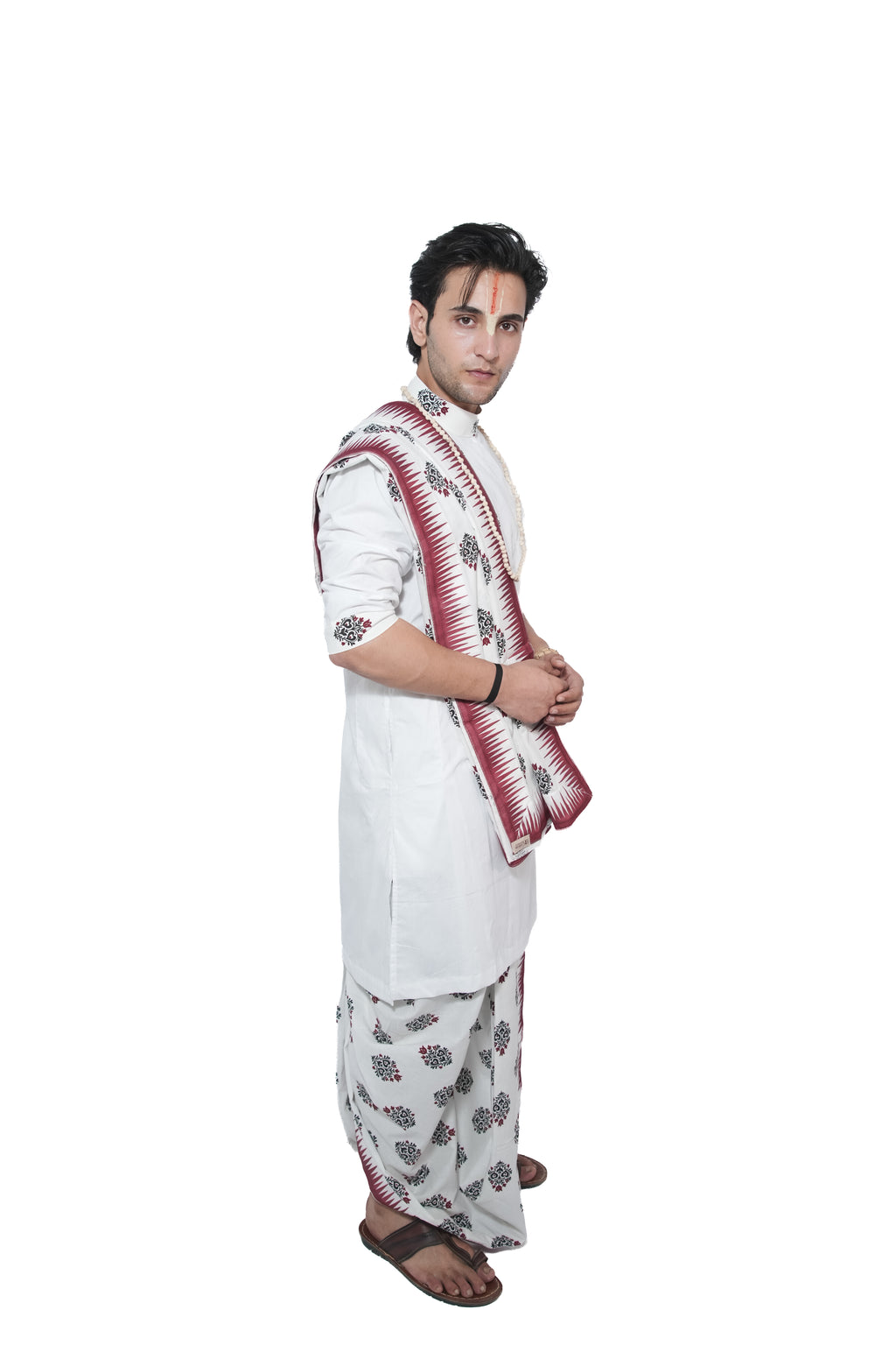 Vaishnava Bagalabandhi and Dhoti Set- white