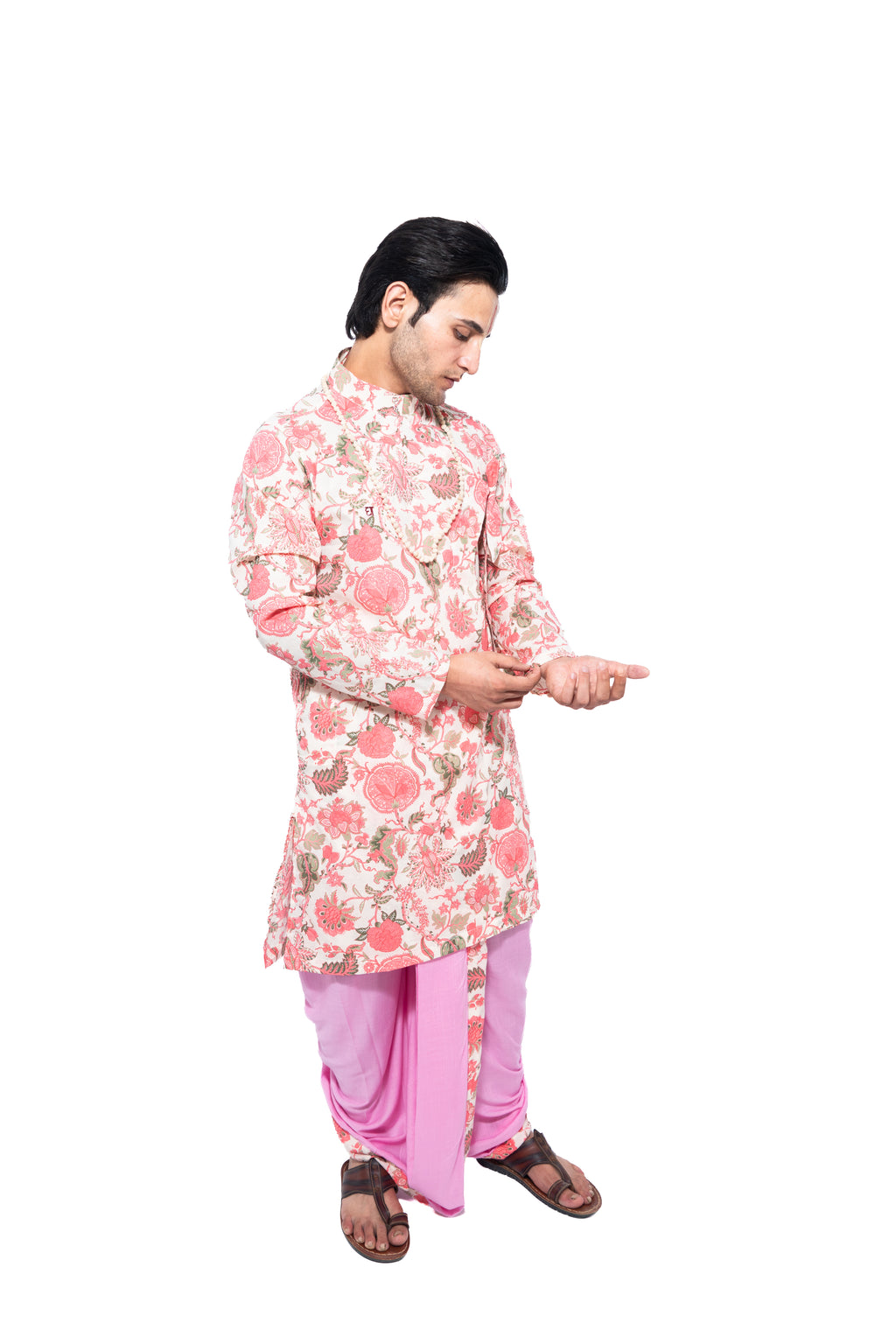 Shridhara Bagalabandhi and Dhoti Set- Pink