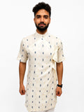 Half Sleeve Collar Printed Bagalbandi Cream