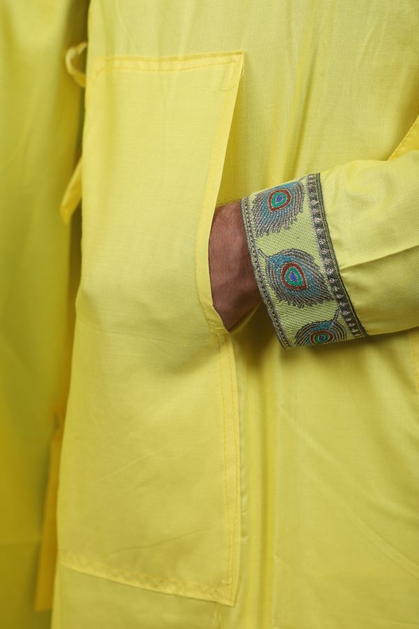 Bhagalpuri Bagalbandhi Set (Lemon peacock) - Image 4
