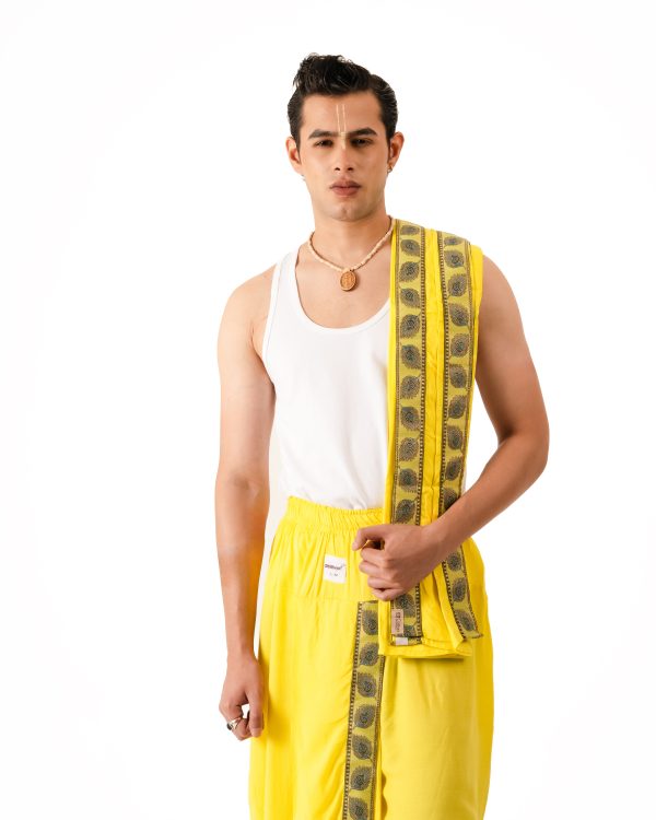 Traditional Dhoti Set (Mor Pankh) Lemon - Image 3