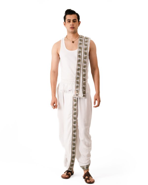 Traditional Dhoti Set (Mor pankh) White