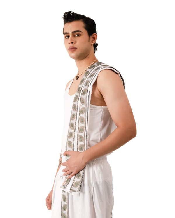 Traditional Dhoti Set (Mor pankh) White - Image 2