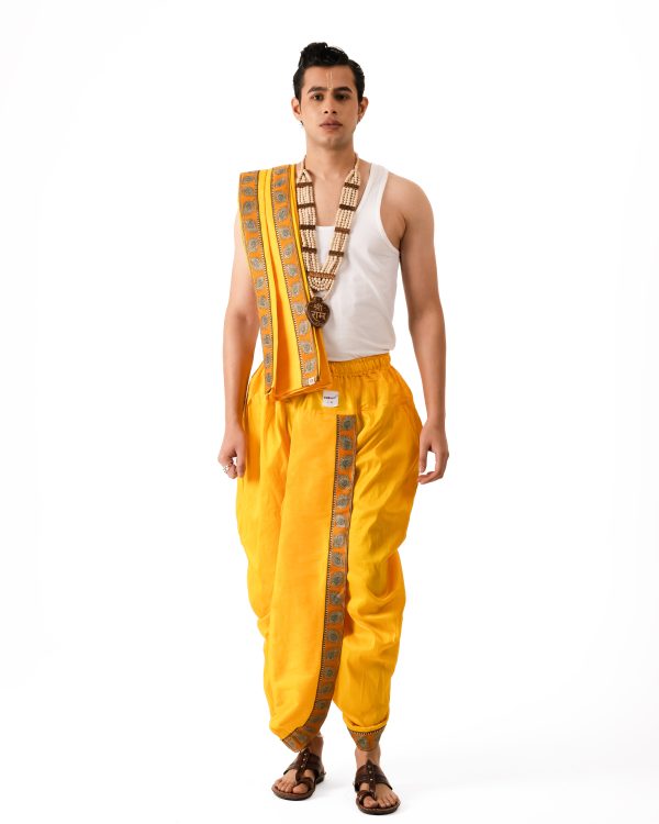 Traditional Dhoti Set (Mor Pankh) Mango