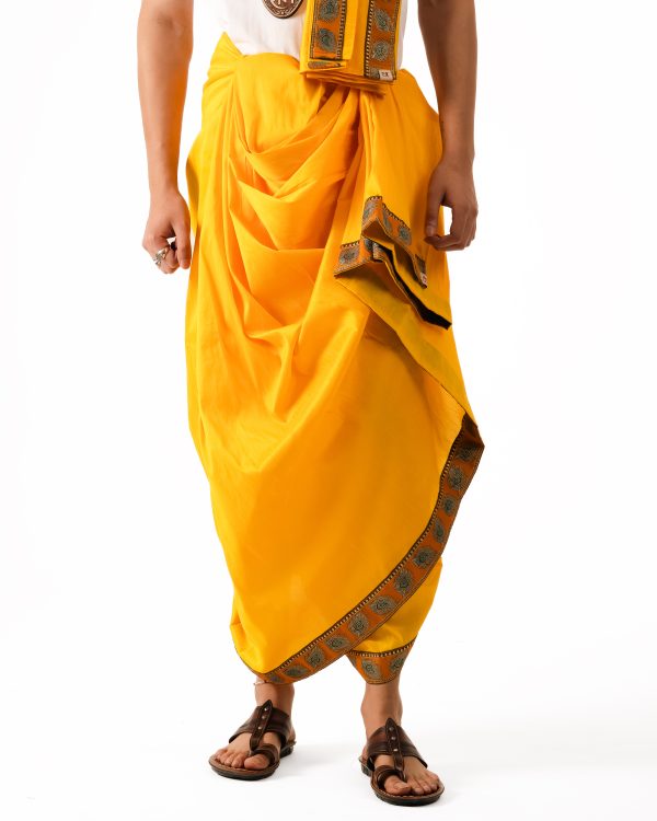 Traditional Dhoti Set (Mor Pankh) Mango - Image 8