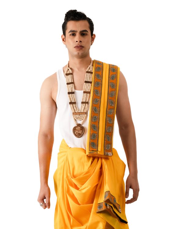 Traditional Dhoti Set (Mor Pankh) Mango - Image 6