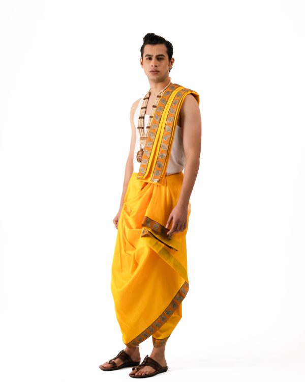 Traditional Dhoti Set (Mor Pankh) Mango - Image 5