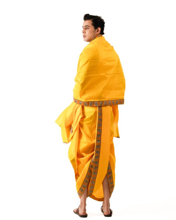 Traditional Dhoti Set (Mor Pankh) Mango - Image 3