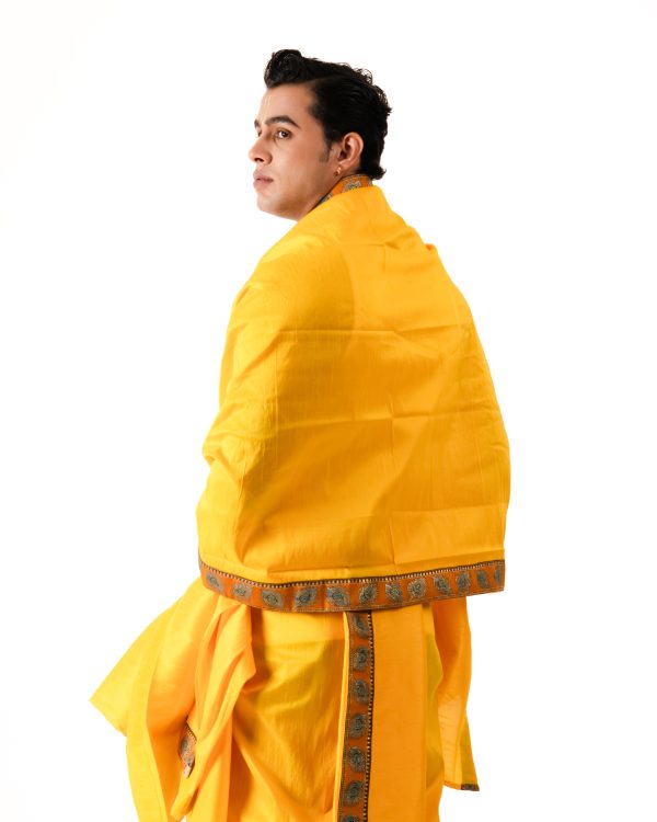 Traditional Dhoti Set (Mor Pankh) Mango - Image 10