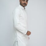 White Cotton Kurta Front Designer