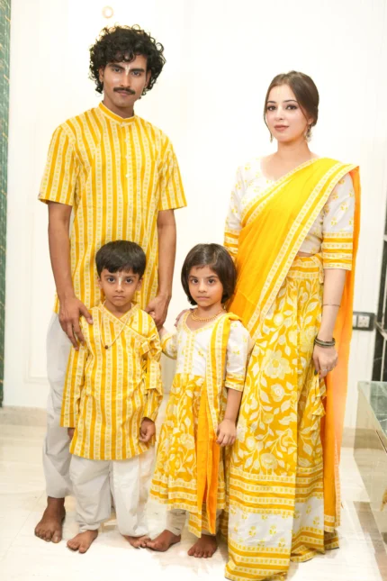 Kutumb Peetambara Family Combo with Kurta