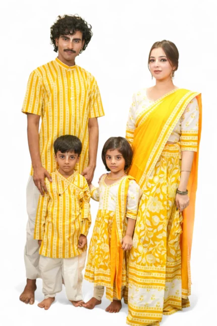 Kutumb Peetambara Family Combo with Kurta