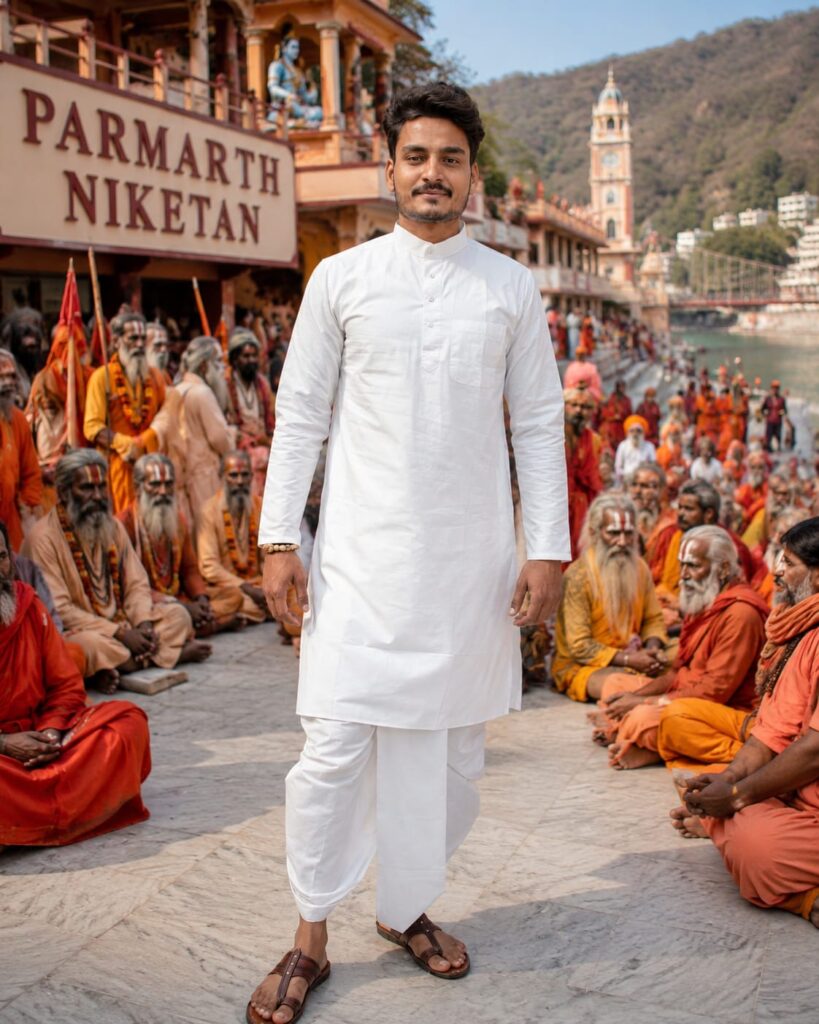 White Cotton Kurta Front Minimalist