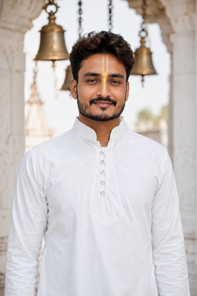 White Cotton Kurta Front Designer