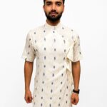 Shvet Pallav - Collared Linen Bagalbandhi