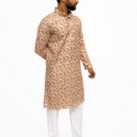 Printed Glace Cotton Kurta White